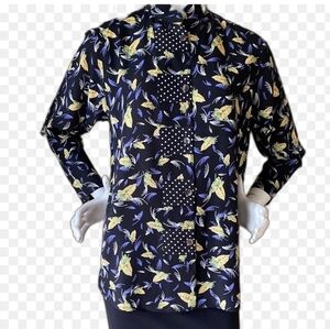 Marla Duran Black/Gold leaf 3/4 sleeve tunic top size M